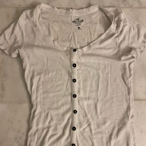 Hollister White Henley Tee